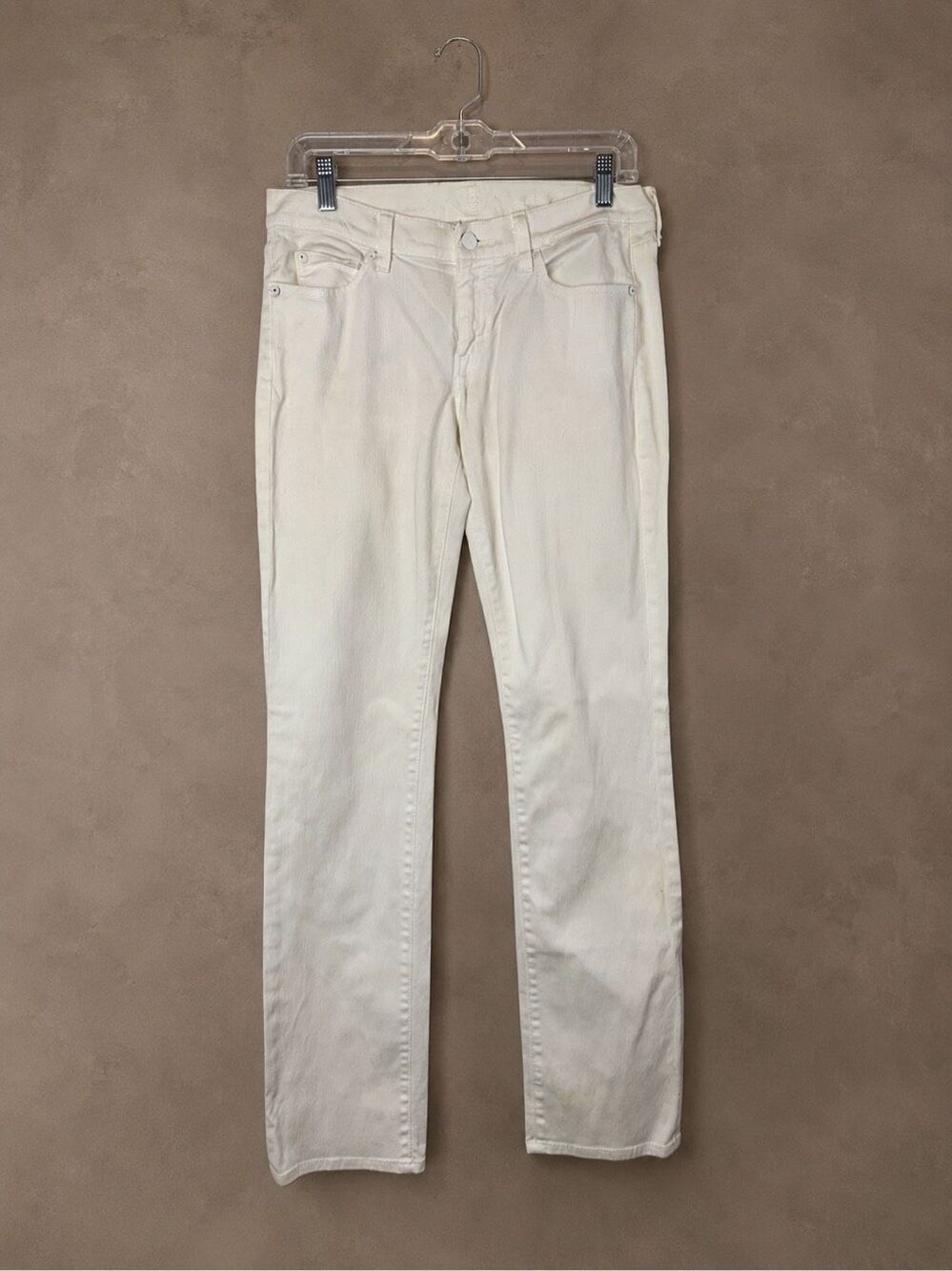 7 For All Mankind Size 28 Slim Straight White Stretch Jeans